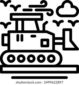 Bulldozer Line Icon Vector Design