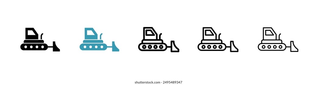 Bulldozer line icon vector set.