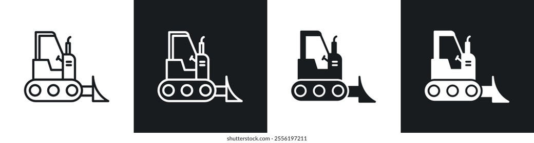 Bulldozer linear icon set for app, and web design.