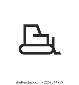 Bulldozer, Linearsymbol. Bearbeitbare Hubbreite