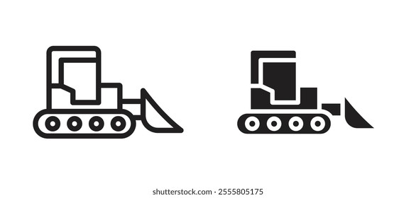 Bulldozer liner icon vector set.