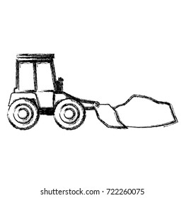 bulldozer with load in monochrome blurred silhouette vector illustration