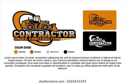 bulldozer loader heavy duty equipment vector logo illustration for industry construction company or heavy equipment rental company