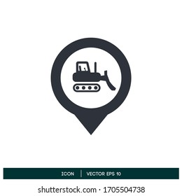bulldozer location icon design element vector eps 10