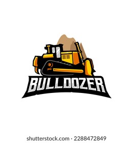 Bulldozer logo design vector for construction company