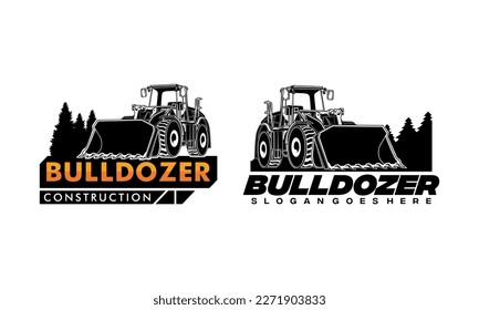 Bulldozer logo designs concept vector illustration, icon for housing development, building repair, construction and procurement of heavy equipment