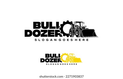 Bulldozer logo designs concept vector illustration, icon for housing development, building repair, construction and procurement of heavy equipment