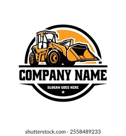 Bulldozer Logo Emblem Vector. Ready Made Construction Company Logo Vector Art Illustration Isolated