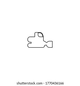 bulldozer logo icon design with simple line art style