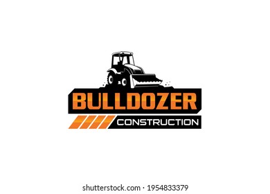 Bulldozer logo template vector. Heavy equipment logo vector for construction company. Creative excavator illustration