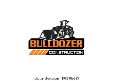 Bulldozer logo template vector. Heavy equipment logo vector for construction company. Creative excavator illustration