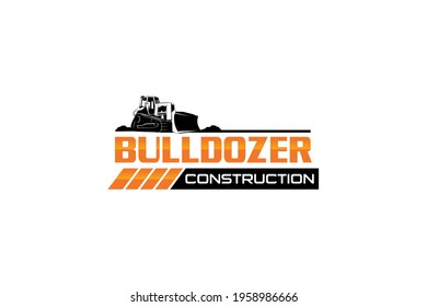 Bulldozer logo template vector. Heavy equipment logo vector for construction company. Creative excavator illustration