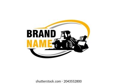 Vector de plantilla de logotipo Bulldozer. Vector de logotipo de equipo pesado para la empresa de construcción. Ilustración creativa de excavadora para el logotipo.