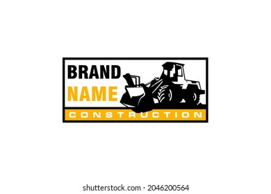 Vector de plantilla de logotipo Bulldozer. Vector de logotipo de equipo pesado para la empresa de construcción. Ilustración creativa de excavadora para el logotipo.