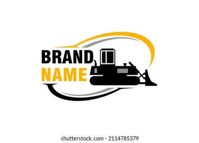 Bulldozer logo template vector. Heavy equipment logo vector for construction company. Creative excavator illustration for logo.