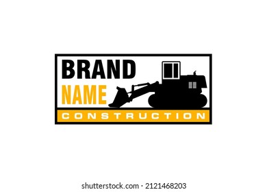 Bulldozer logo template vector. Heavy equipment logo vector for construction company. Creative excavator illustration for logo.