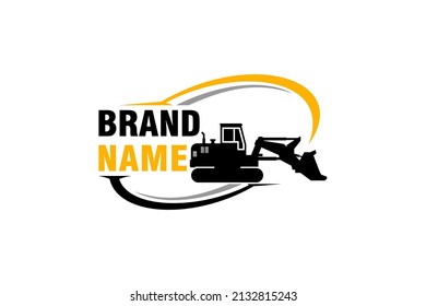 Bulldozer logo template vector. Heavy equipment logo vector for construction company. Creative excavator illustration for logo.