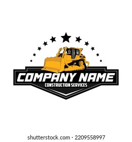 Bulldozer logo template vector. Heavy equipment logo vector for construction company.