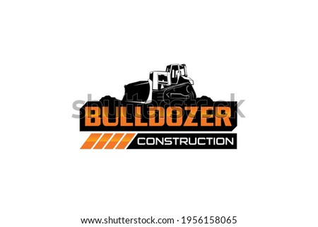 Bulldozer logo template vector. Heavy equipment logo vector for construction company. Creative excavator illustration