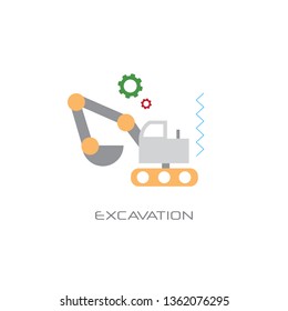 bulldozer machine icon building excavation bulldozer construction transport concept line style white background