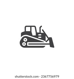 Bulldozer-Maschine Vektorsymbol. volles Flachzeichen für mobiles Konzept und Webdesign. Glyph-Symbol für den Bulldozer-Loader Symbol, Logo-Abbildung. Vektorgrafik