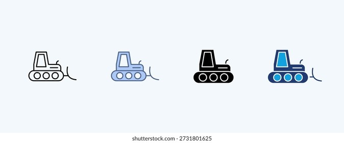 Vetor de Ilustração de Ícone Múltiplo Bulldozer