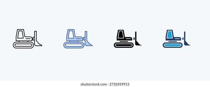 Vetor de Ilustração de Ícone Múltiplo Bulldozer