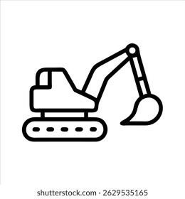 Bulldozer object icon design black and white with bold outline 