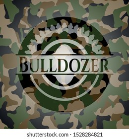Bulldozer on camo texture. Vector Illustration. Detailed.