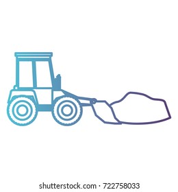 bulldozer on gradient color silhouette from blue to purple vector illustration