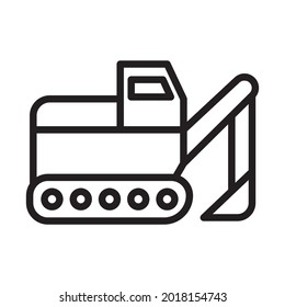 Bulldozer Outline bold Vector Icon which can be easily modified or Edited 