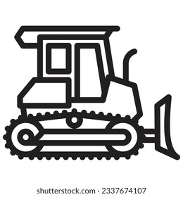 Bulldozer outline icon. Transportation illustration for templates, web design and infographics. Pixel-perfect at 64x64