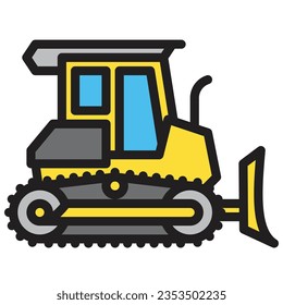 Bulldozer outline icon. Transportation illustration for templates, web design and infographics. Pixel-perfect at 64x64
