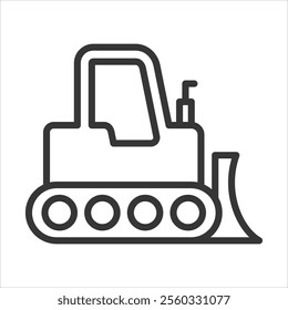 Bulldozer Outline Icon Vector Illustration