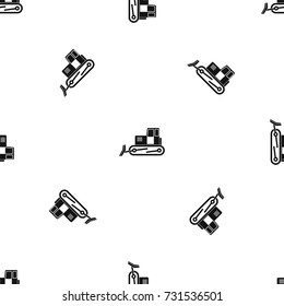 Bulldozer pattern repeat seamless in black color for any design. Vector geometric illustration