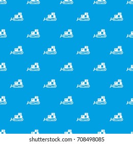Bulldozer pattern repeat seamless in blue color for any design. Vector geometric illustration