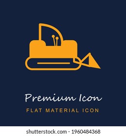 Bulldozer premium material ui ux isolated vector icon in navy blue and orange colors