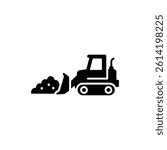 Bulldozer Pushing Dirt Icon Representing Excavation and Earthwork