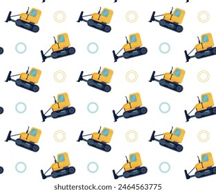 bulldozer seamless pattern flat design