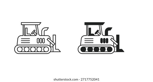 Icono de conjunto de excavadora con fondo blanco Vector Ilustración de stock