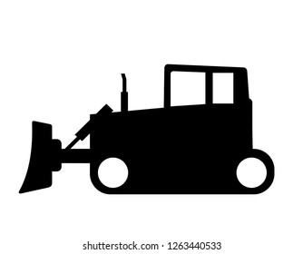 bulldozer silhouette, black and white 