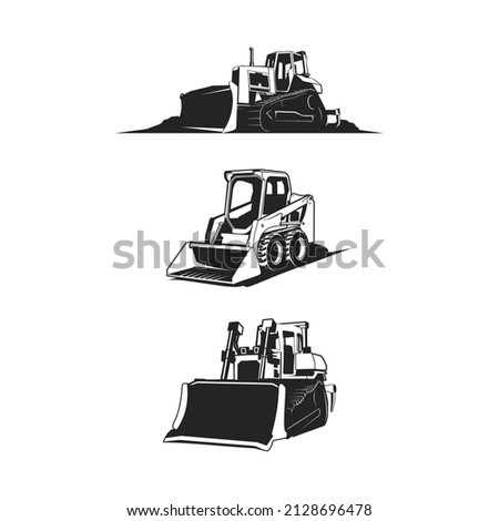 bulldozer silhouette, bulldozer black and white