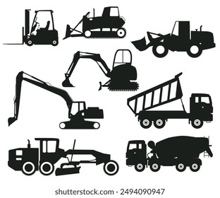 bulldozer silhouette and excavator clipart. excavator flat icon