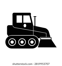 Bulldozer silhouette vector art illustration and minimal black and white design
