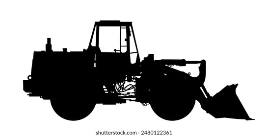 bulldozer silhouette	- vector illustration