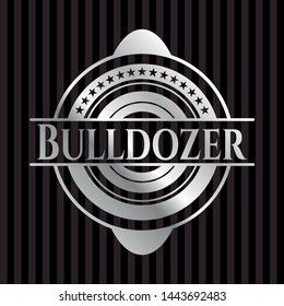Bulldozer silver shiny emblem]. Vector Illustration. Mosaic.