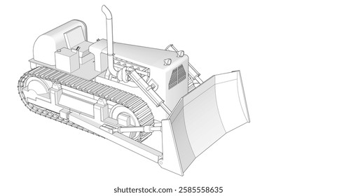 Bulldozer sketch concept 3D illustration