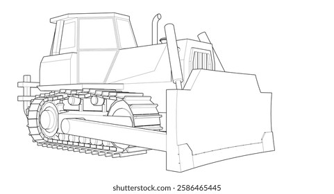 Bulldozer sketch concept 3D illustration