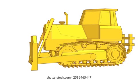 Bulldozer sketch concept 3D illustration