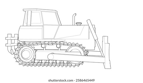 Bulldozer sketch concept 3D illustration